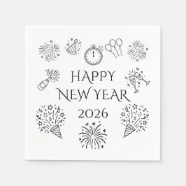 お茶目な落書き 新年 2026 スタンダードカクテルナプキン