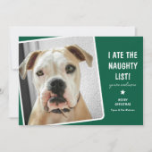 お茶目な「悪い子のリスト、食べちゃった」かわいい犬 シーズンカード (正面)