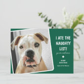 お茶目な「悪い子リストを食べちゃった」かわいい犬 シーズンカード (スタンド正面)