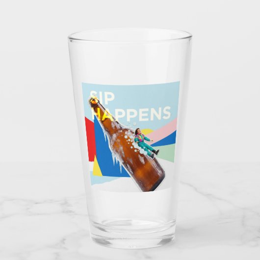 お茶目な“Sip Happens”ドリンクグラス タンブラーグラス (正面)