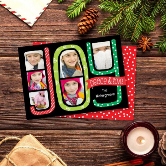お茶目なJOYコラージュのクリスマスフォトカード シーズンカード