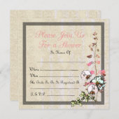 お茶空白のの庭園の結婚式またはシャワー –  招待状 (正面/裏面)