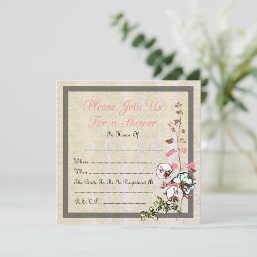 お茶空白のの庭園の結婚式またはシャワー – 招待状 (スタンド正面)