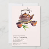 お茶素朴パーティーの赤ちゃんシャワー 招待状 (正面)