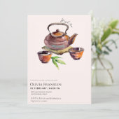 お茶素朴パーティーの赤ちゃんシャワー 招待状 (スタンド正面)