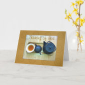 お茶考えるのセット静物写真カスタム カード (黄色い花)