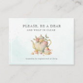 お茶親愛のパーティー澄んブライダルシャワー エンクロージャーカード (正面)