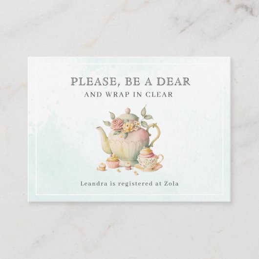 お茶親愛のパーティー澄んブライダルシャワー エンクロージャーカード (正面)