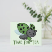 お茶飲みレディバグ葉書 ポストカード (スタンド正面)