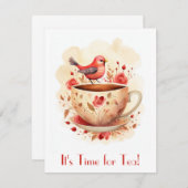 お茶鳥の可愛い水彩フローラ ノートカード (正面/裏面)