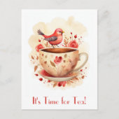 お茶鳥の可愛い水彩フローラ ポストカード (正面)