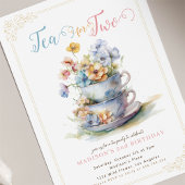 お茶2つの花園茶のパーティー誕生日 招待状
