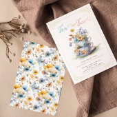 お茶2つの花園茶のパーティー誕生日 招待状