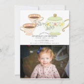 お茶2つパーティー2ndバースデーフォト 招待状 (正面)