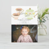 お茶2つパーティー2ndバースデーフォト 招待状 (スタンド正面)