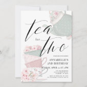 お茶2杯パーティー2歳 招待状 (正面)