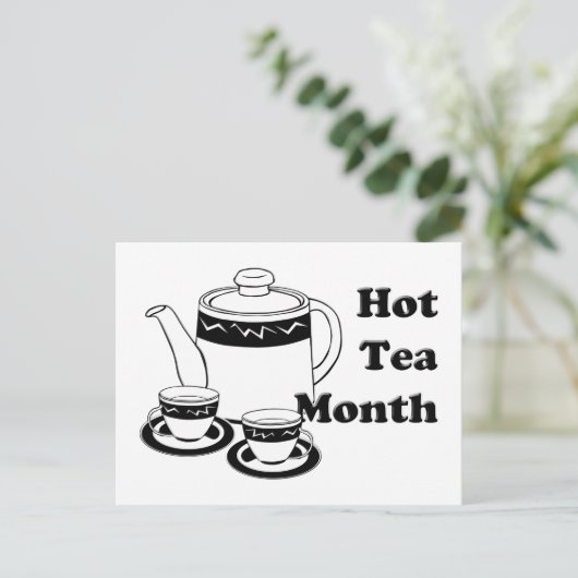 お茶 – お茶のポットと茶碗 ポストカード (スタンド正面)