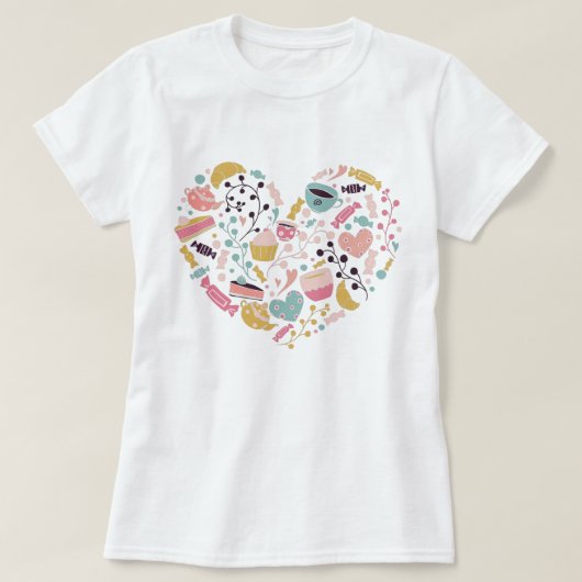 お茶・コーヒー・スイーツ好き Tシャツ (デザイン正面)