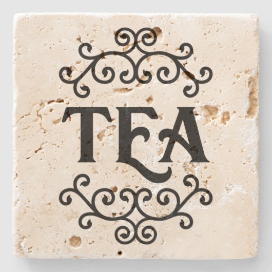 お茶（巻物付き） -石吹き ストーンコースター (正面)