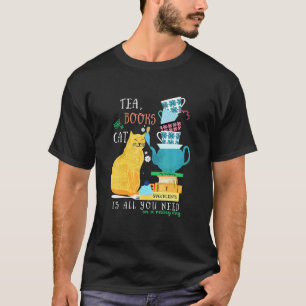 お茶、本、猫は雨の日に必要なもの Tシャツ