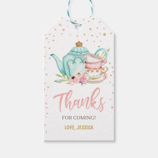 お茶for 2メッセージカードフローラお茶ガールありがとう ギフトタグ (正面)