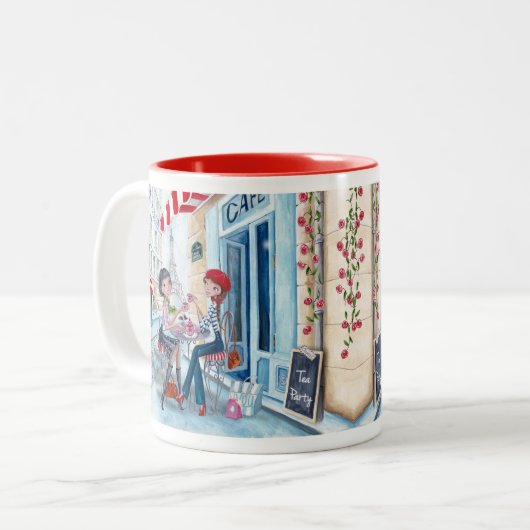 お茶inパリファッション女の子かわいい – Two Tone Mug ツートーンマグカップ (正面左)