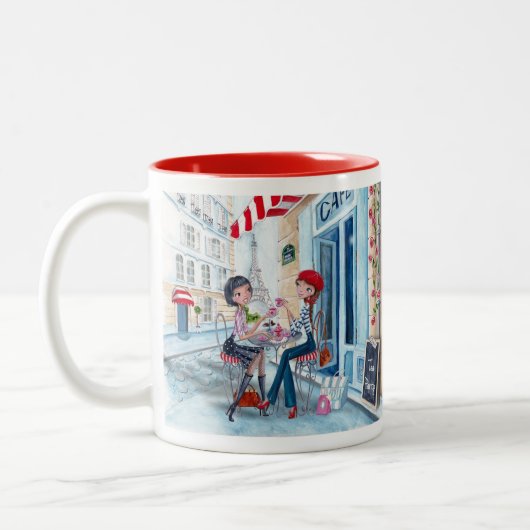 お茶inパリファッション女の子かわいい – Two Tone Mug ツートーンマグカップ (左)