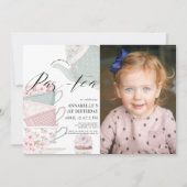 お茶Par-teaフローラティーポットPink1stバースデーフォト 招待状 (正面)