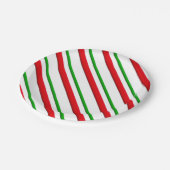 お菓ストライプ子の、赤、緑、白 ペーパープレート (アングル)