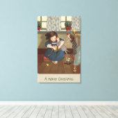 お菓子いっぱいのものをチェックする少女 キャンバスプリント (インサイチュ (ウッドフロア))