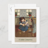 お菓子いっぱいのものをチェックする少女 ポストカード (正面/裏面)