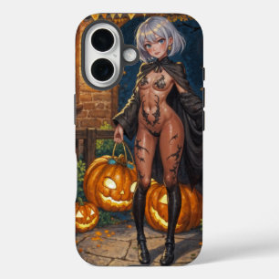 お菓子かぼうし、勇敢なハロウィンのコスプレガール iPhone 16ケース