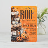 お菓子がほぼすぐそこ！パンプキンのおむつケーキベビーシャワー 招待状 (スタンド正面)