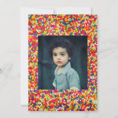 お菓子が誕生日パーティーの写真をまく 招待状 (裏面)