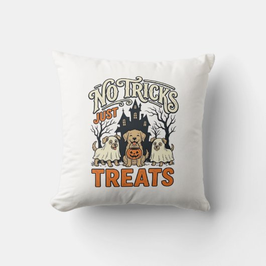 お菓子だけください ハロウィン 犬 幽霊 Tシャツ_1 クッション (正面)