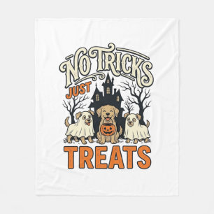 お菓子だけください ハロウィン 犬 幽霊 Tシャツ_1 フリースブランケット