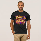 お菓子だけ!ハロウィンのポップスターアート Tシャツ (正面フル)