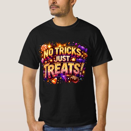 お菓子だけ!ハロウィーンのポップスターアート Tシャツ (正面)