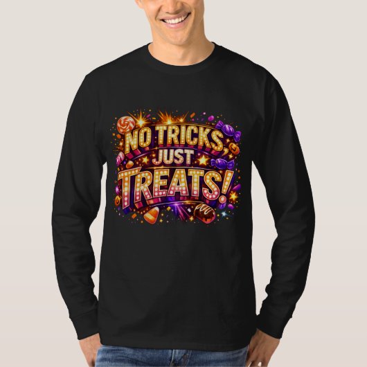 お菓子だけ!ハロウィーンのポップスターアート Tシャツ (正面)