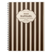 お菓子とコーヒー ヴィンテージブラウンストライプ ノートブック (正面)