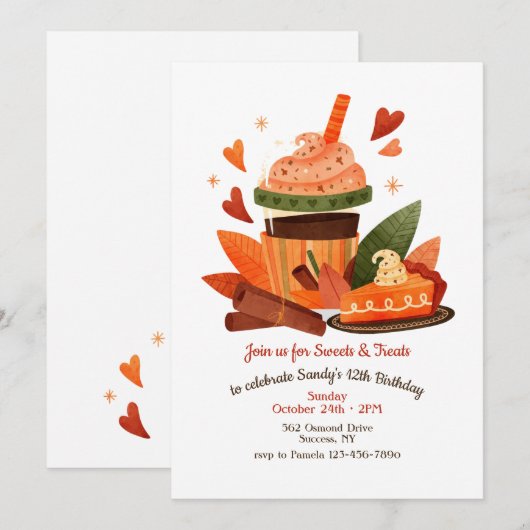 お菓子とスイーツ 招待状 (正面/裏面)