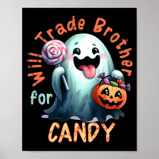 お菓子と兄を交換するハロウィンの幽霊少年 ポスター (正面)