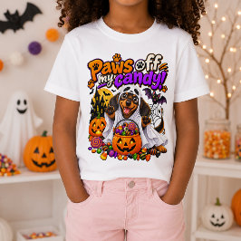 お菓子に手を出すな! ダックスフント ハロウィン おばけ Tシャツ