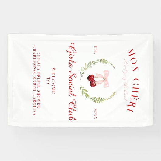 お菓子に添える華やかなチェリーのように | ウェルカムブライダルシャワー 横断幕 (横)