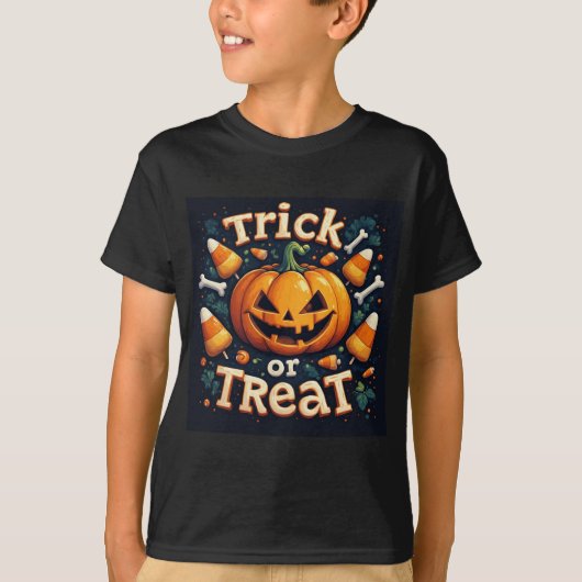 お菓子のトウモロコシと愉快なジャック・オ・ランタン 🎃 Tシャツ (正面)