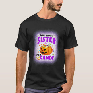 お菓子のマッチングのための妹を交換ハロウィーンBro Tシャツ
