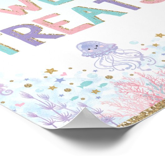 お菓子のマーメイド キャンディーバーサイン 海の中 ポスター (角)