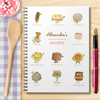 お菓子のレシピ 可愛いケーキ カートゥーンアート 名前を追加 ノートブック