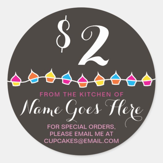 お菓子の台所からカップケーキ ラウンドシール (正面)