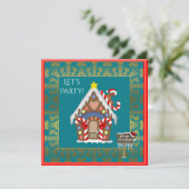 お菓子の家のクリスマスのパーティの招待状 招待状 (スタンド正面)